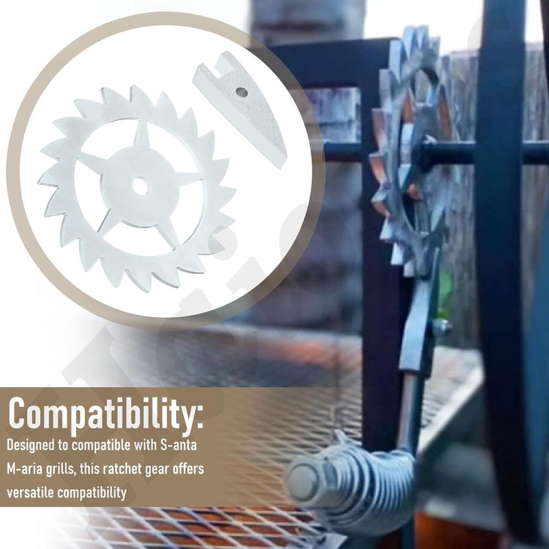 Haiouus Ratchet & Paw Gear for Santa Maria Grill Claw and Gear, with Any 1/2" Round Bar Or Square Tubing for The Handle Assembly & Any Diameter for The Wheel Grills - Universal Ratchet Paw Gear - Image 5